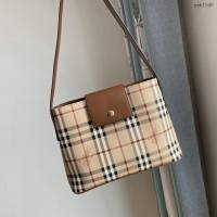 Burberry專門店新款中古系列菜籃子購物袋 巴寶莉手提單肩斜挎男包 yxb1040