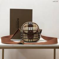 Burberry專門店新款中古款圓蛋包 巴寶莉戰馬Pvc配牛皮小斜挎包 yxb1142