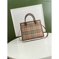 Burberry專門店新款大號Title泰爾勒手袋 巴寶莉Vintage復古格紋手提肩背女包 yxb1154