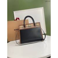Burberry專門店新款大號Title泰爾勒手袋 巴寶莉Vintage復古格紋手提肩背女包 yxb1158