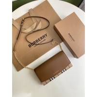 Burberry專門店新款House格紋拼皮革錢夾 巴寶莉小型手袋鏈條錢包 yxb1225