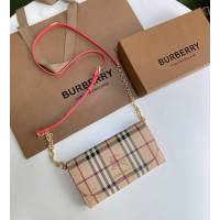 Burberry專門店新款House格紋拼皮革錢夾 巴寶莉小型手袋斜挎錢包 yxb1312