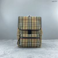 Burberry專門店新款後背書包 巴寶莉格紋棉質男士雙肩背包 yxb1333
