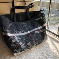 Burberry專門店新款雙面兩用托特包 巴寶莉塗鴉圖案手提購物袋 yxb1359