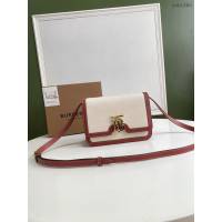 Burberry專門店新款小號TB專屬標識雙色帆布拼皮鎖扣包 巴寶莉經典款女士單肩包 yxb1365