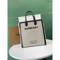 Burberry專門店新款男士托特包 巴寶莉棉質紗線條紋肩背帶手提肩背購物袋 yxb1381