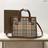 Burberry專門店新款小號Title泰爾勒手袋 巴寶莉Vintage復古格紋手提托特包肩背女包 yxb1506