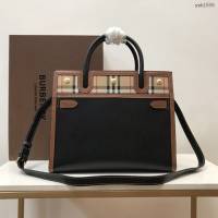 Burberry專門店新款Title泰爾勒手袋 巴寶莉Vintage復古格紋手提托特包肩背女包 yxb1509