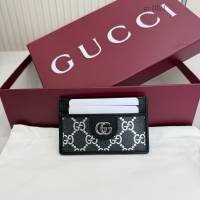 Gucci專櫃2026新款全皮卡包 古馳Ophidia黑銀女士卡夾名片夾 834795  gc1021