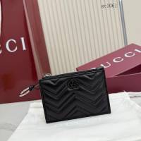 Gucci專櫃2026新款羊皮拉鏈鑰匙包 古馳Marmont系列女士絎縫V型拉鏈錢包卡包 837747  gc1061