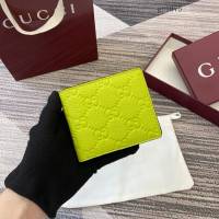 Gucci專櫃2026新款雙G印花粒面牛皮革對折錢包 古馳Imprint系列女士錢夾 835001  gc1075