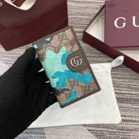 Gucci專櫃2026新款男女大理石紋錢包 古馳迷彩系列對折錢夾護照夾 834691  gc1096