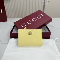 Gucci專櫃全皮短款錢夾 古馳Marmont系列女士按扣錢包 772328  gc1121