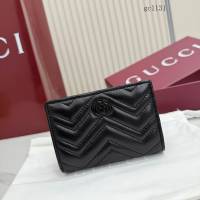 Gucci專櫃2026新款全皮女士按扣錢夾 古馳Marmont系列絎縫卡包錢包 773427  gc1131