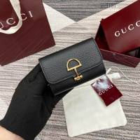 Gucci專櫃全皮翻蓋錢包錢夾卡夾 古馳半馬銜扣女士錢包 828148  gc1137