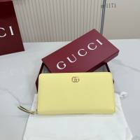 Gucci專櫃拉鏈女士錢夾零錢包 古馳Marmont系列長款全皮錢包 456117  gc1171