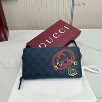 Gucci專櫃馬鐙印花拉鏈錢包 古馳雙G印花男士長款零錢包 855680  gc1173