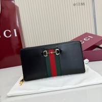 Gucci專櫃2026新款馬銜扣長款錢包 古馳經典織帶男士全拉鏈零錢包 867124  gc1188
