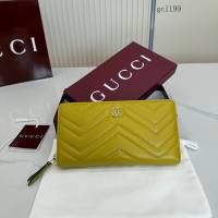 Gucci專櫃女士長款全拉鏈零錢包 古馳Marmont系列鏈式錢包 837758  gc1199
