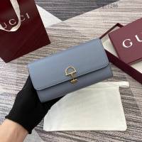 Gucci專櫃大號半馬銜扣長款錢包 古馳Softbit系列女士全皮翻蓋長款錢夾 828147  gc1206