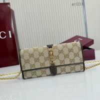 Gucci專櫃2026新款鎖扣鏈條可拆卸斜挎單肩包 古馳Jackie1961系列翻蓋手拿包手袋 867165  gc1213
