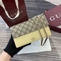 Gucci專櫃拼接翻蓋鏈條包 古馳Marmont系列雙色女士單肩斜挎包 497985  gc1222