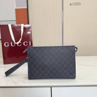 Gucci專櫃全皮男士手腕包手袋 古馳雙G印花小號手拿包零錢包 768255  gc1253