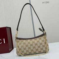 Gucci專櫃經典雙G老花帆布腋下包 古馳Generation系列雙鏈條女士單肩包 875847  gc1260