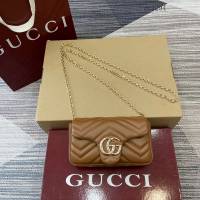 Gucci專櫃菱格絎縫羊皮鏈條包 古馳Marmont系列女士磁吸翻蓋單肩斜挎包 841290  gc1294