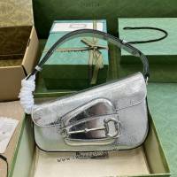 gucci專櫃2024新款原廠皮斜挎手袋 古馳Gucci Horsebit 1955系列小號肩背包 jcp1774