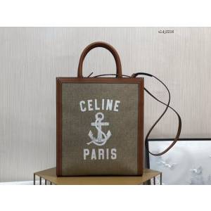 Celine專櫃2023新款單肩斜挎手拎托特包 192082 賽琳CABAS小號購物袋豎款手袋 sldj2216