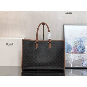 Celine專櫃2023新款手提托特包 賽琳CABAS TRIOMPHE TOTE帆布印花橫款手袋 sldj2234