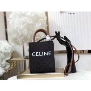 Celine專櫃2023春夏新色MiNi號豎款手袋 賽琳CABAS TRIOMPHE帆布迷你手提托特包 sldj2360