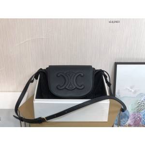 Celine專櫃2023全新CUIR TRIOMPHE系列單肩斜挎包 賽琳新版馬鞍包 sldj2423