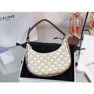 Celine專櫃2023新顏色TRIOMPHE AVA凱旋門標識印花牛皮革手袋 賽琳腋下包 sldj2453