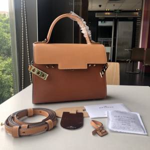 Delvaux春夏專櫃限量版tempete系列白蘭地拼色焦糖手提包 德爾沃專櫃經典款顏色肩背女包 bxs1015