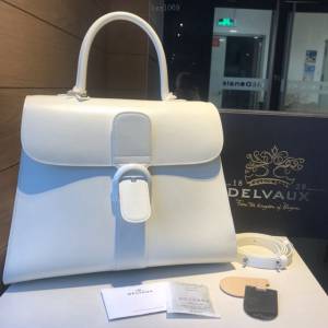 Delvaux專櫃經典款brillant手提包 德爾沃白色box皮超大號女包 bxs1069