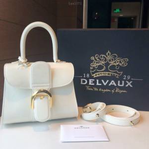 Delvaux專櫃經典款brillant手提包 德爾沃五金雙環象牙白box皮小號女包 bxs1070