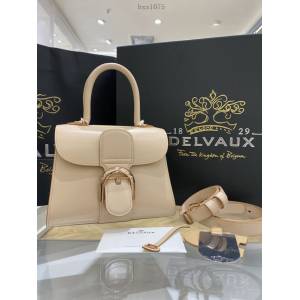 Delvaux全新雙環頂級brilliant box皮裸粉手提女包 德爾沃專櫃brilliant小號手袋 bxs1075