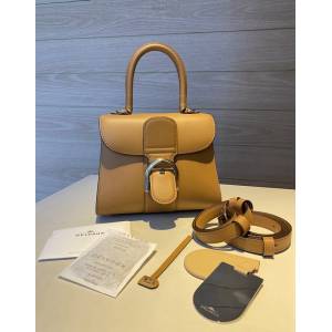 Delvaux全新雙環頂級brilliant box皮新版焦糖手提女包 德爾沃專櫃brilliant小號手袋 bxs1077