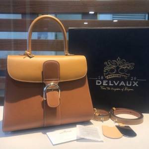Delvaux比利時專櫃春夏新款焦糖拼色大號手袋女包 德爾沃專櫃Box牛皮brillant手提肩背女包 bxs1115