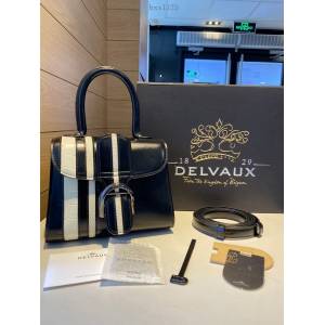 Delvaux全新BL系列德爾沃專櫃黑色/白色box皮白色蜥蜴紋與紋與蟒蛇紋相間雙用手提斜挎包 bxs1125