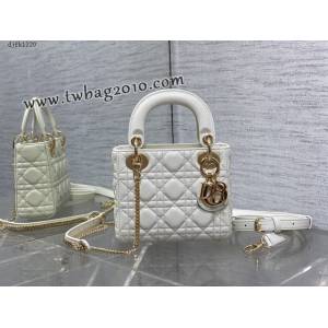 Dior专柜新款Lady女包迪奥顶级原单三格白色Classic Lady戴妃包 djfk1220