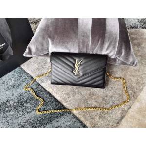 YSL专柜款女包 聖羅蘭經典款MONOGRAM魚子醬原廠皮信封包 YSL肩背斜挎包 377828  jjh1048