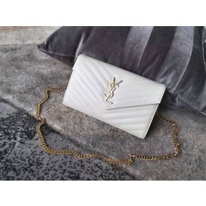YSL专柜款女包 聖羅蘭經典款MONOGRAM魚子醬原廠皮信封包 YSL肩背斜挎包 377828  jjh1050