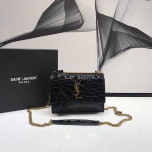 YSL专柜款女包 聖羅蘭經典款復古龜紋壓花鏈條包 YSL肩背斜挎包 441972  jjh1066