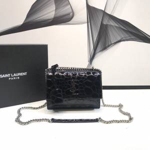 YSL专柜款女包 聖羅蘭經典款復古龜紋壓花鏈條包 YSL肩背斜挎包 441972  jjh1067
