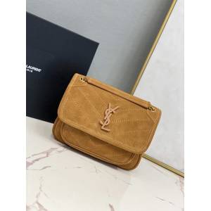 YSL专柜款女包 聖羅蘭經典款MONOGRAM翻蓋麂皮手袋 YSL肩背斜挎包 533037  jjh1070