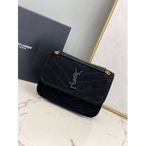 YSL专柜款女包 聖羅蘭經典款MONOGRAM翻蓋麂皮手袋 YSL肩背斜挎包 533037  jjh1072