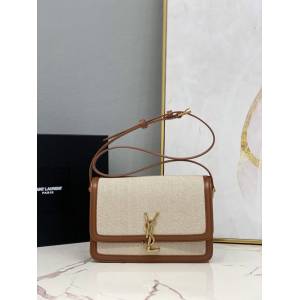 YSL专柜款女包 聖羅蘭經典款MONOGRAM金屬旋扣郵差包 YSL肩背斜挎包 634305  jjh1112